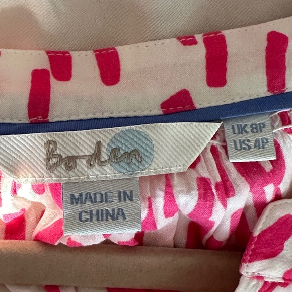 Boden Pink and White Viscose Gauzy Lightweight Tunic Blouse Sizre 4P Petite - Picture 2 of 5
